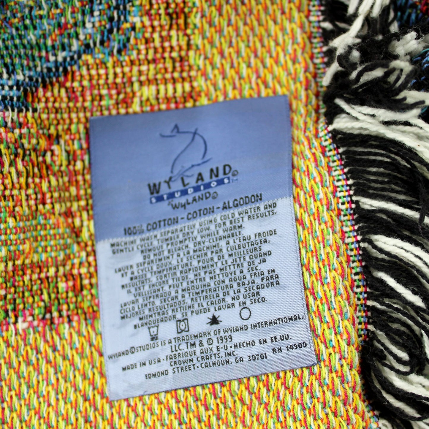 Wyland Studios Design All Cotton Throw Blanket Underwater Dolphins Fish tag care inst