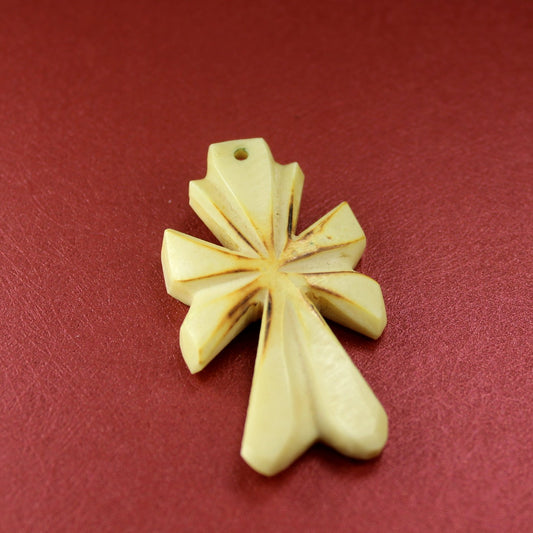 Large Carved Bone Cross 2 1/2" Vintage from Estate