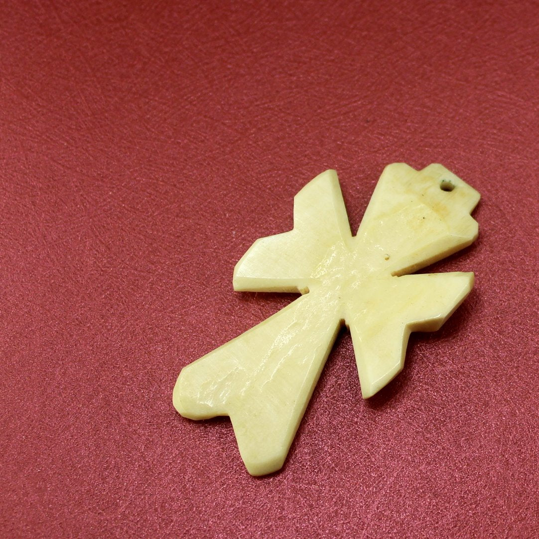 Large Carved Bone Cross 2 1/2" Vintage from Estate back view of cross