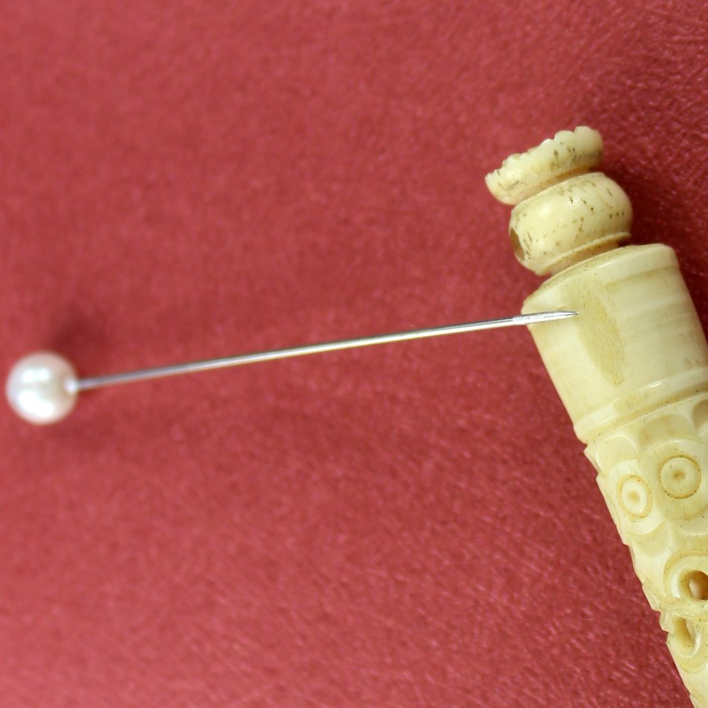 Stanhope Collectible Antique Bone Ivory Dip Pen Letter Opener Niagara Falls 6 Scenes closeup flaw