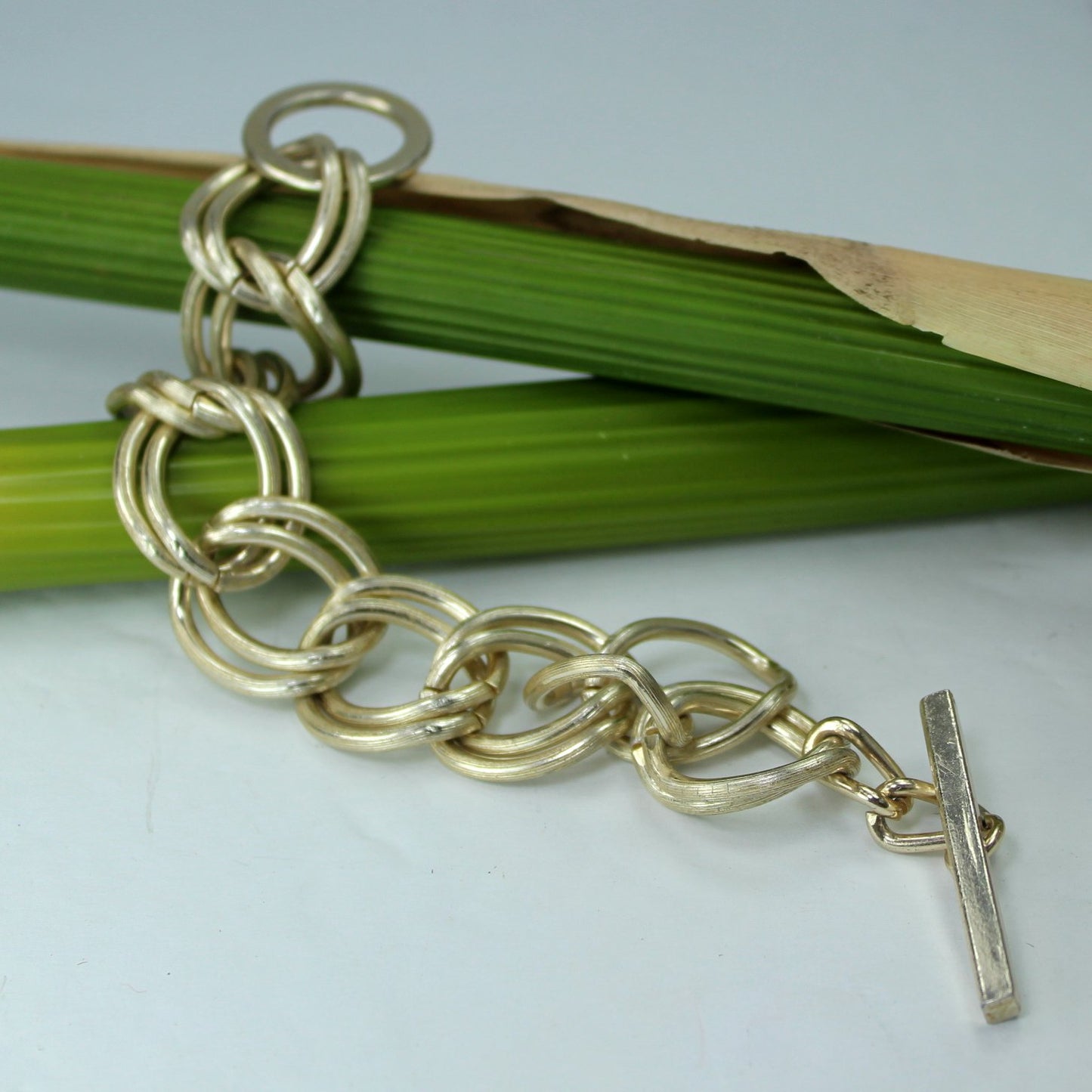 Vintage German Silver Bracelet Large Links Lightweight length view