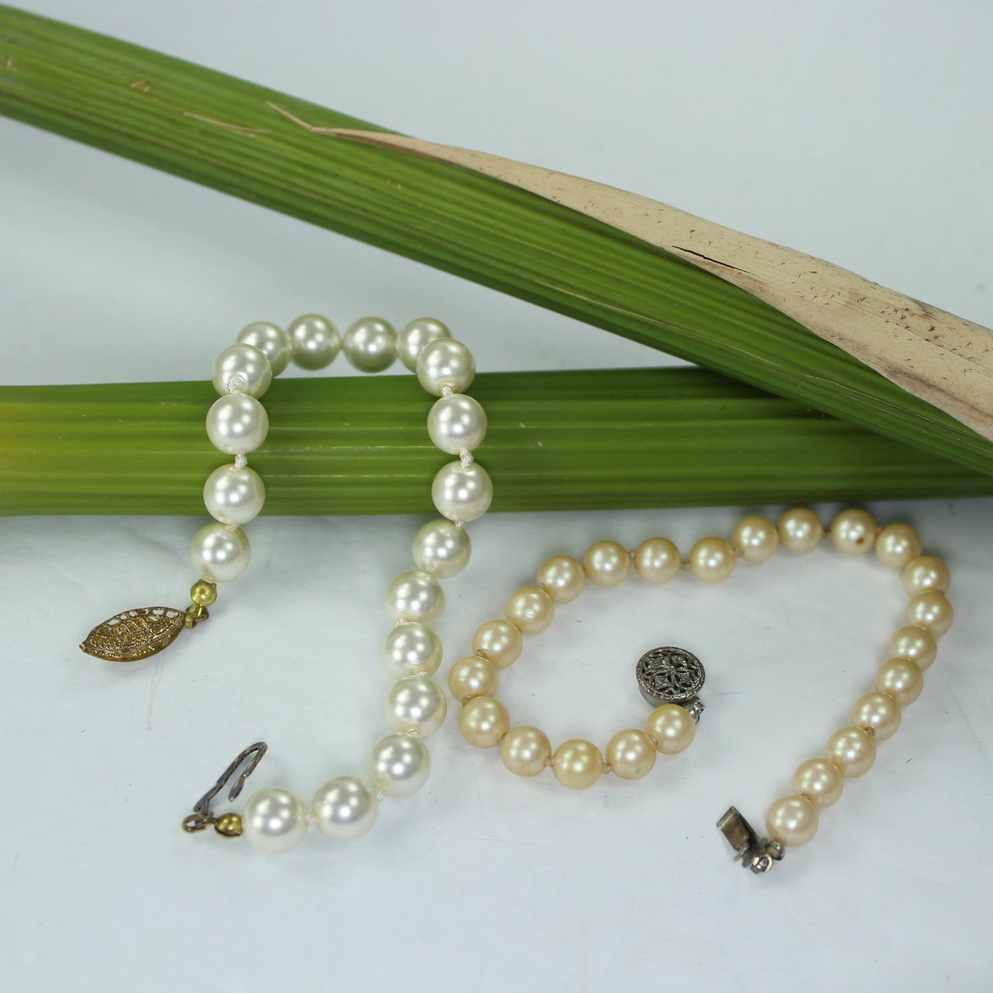 Collection Lot 6 Faux Pearl Bracelets Vintage Fresh Water Round DIY 3 bracelets