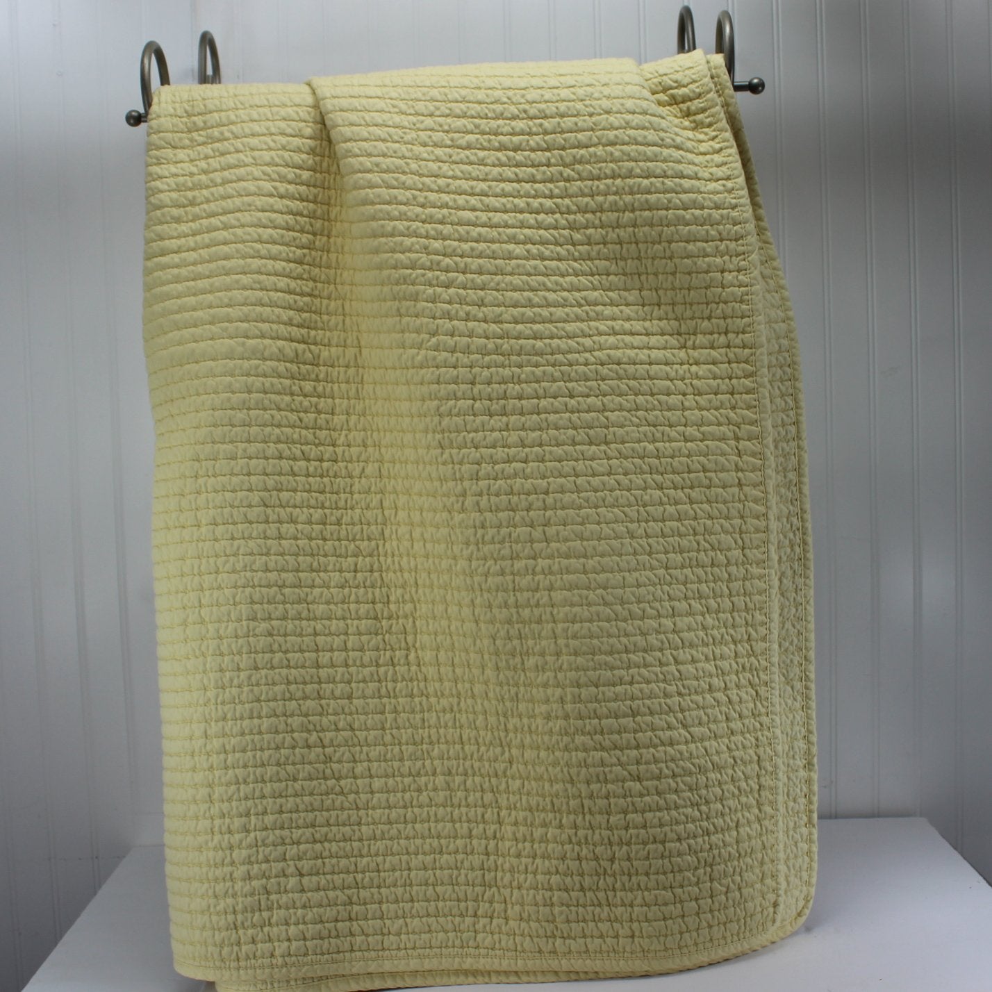 Yellow Cotton Quilt Coverlet Bedspread Heavy Weight folded view