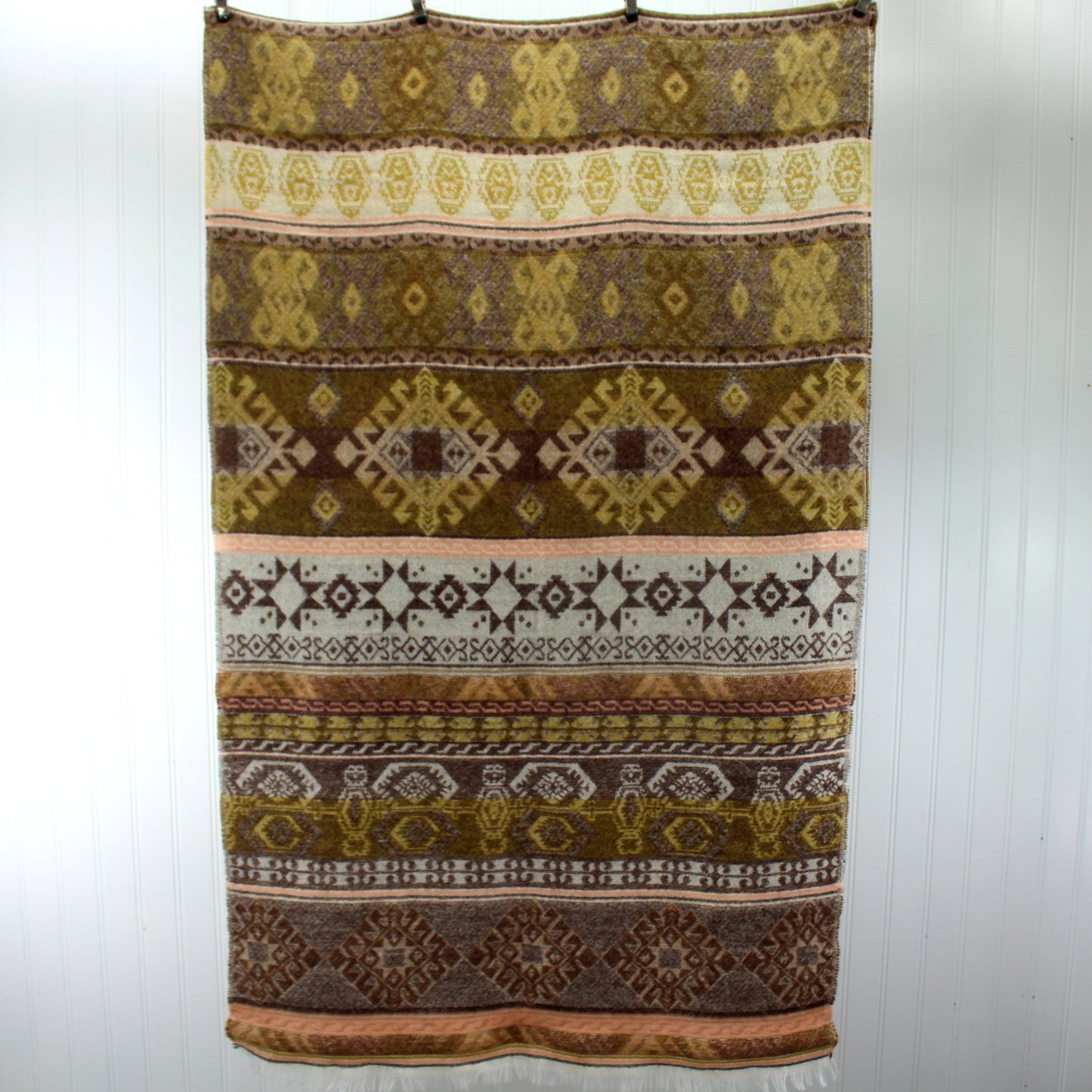 Acrylic Scarf Shawl Luscious Colors 27" X 76" Brown Peach full view pattern