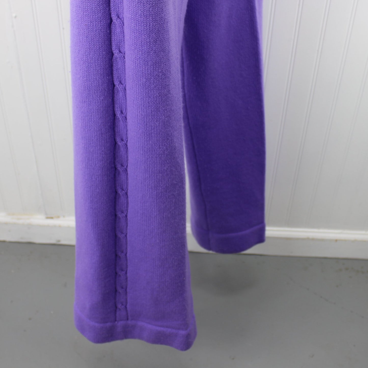 Pants Set Korea 2 Piece Sweater Knit Suit 1960s Acrylic Violet leg detail