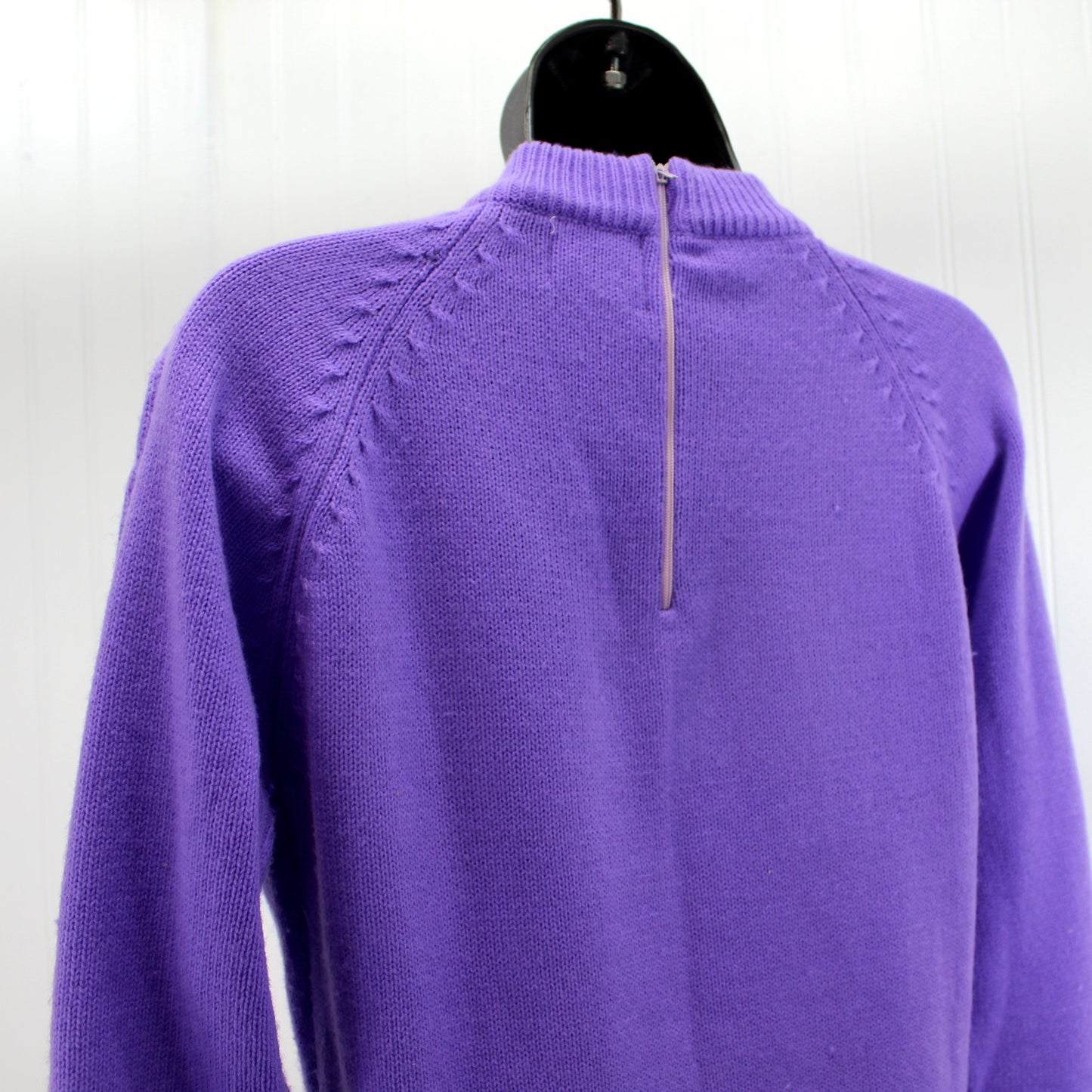 Pants Set Korea 2 Piece Sweater Knit Suit 1960s Acrylic Violet detail back top