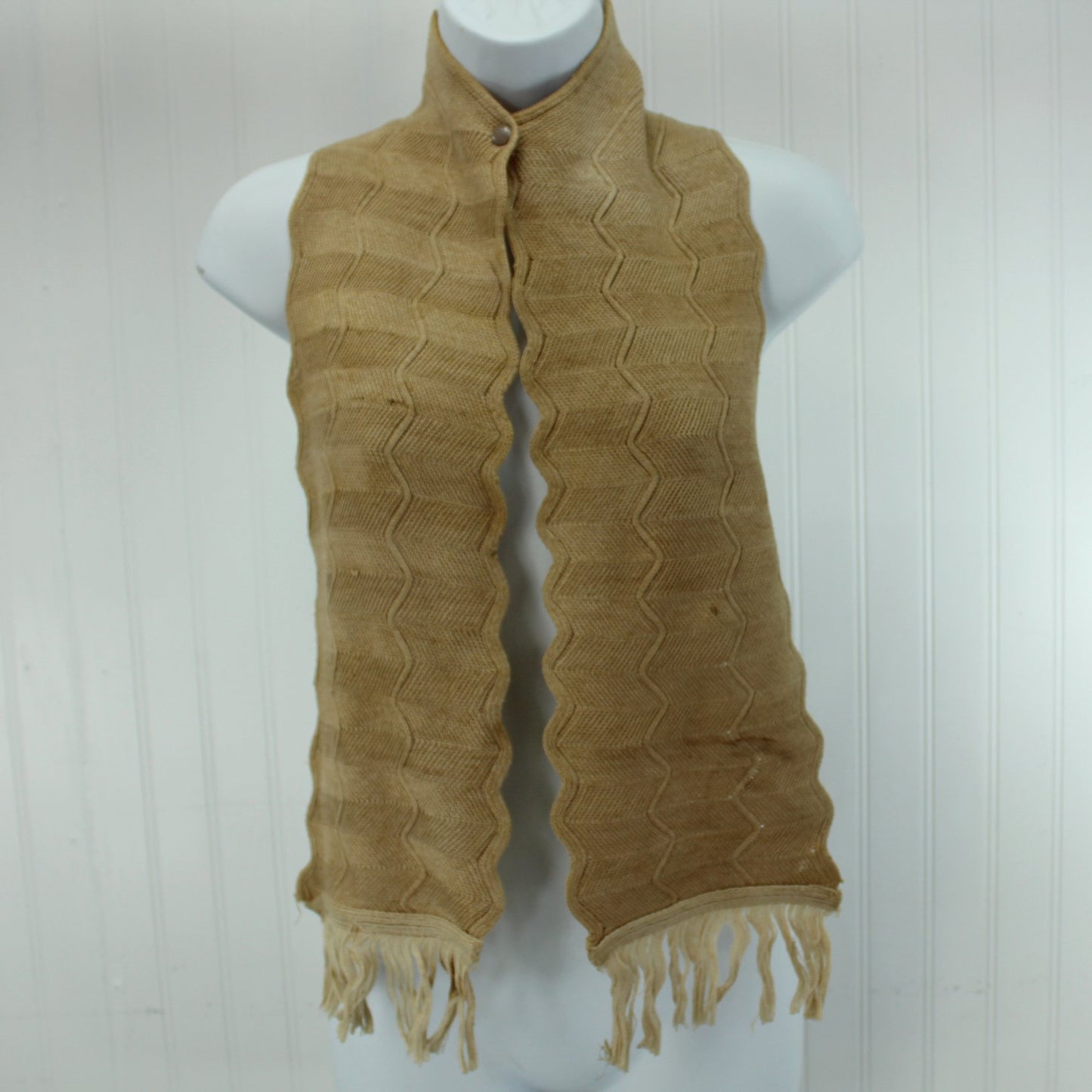 Antique Victorian Woven Knit Neck Warmer Scarf Snap Closure