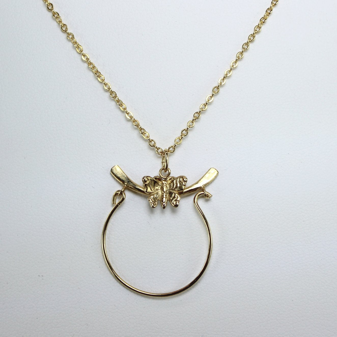ZZ Designer Mark Butterfly Necklace 14K GF Pendant Oriental Design closeup pendant