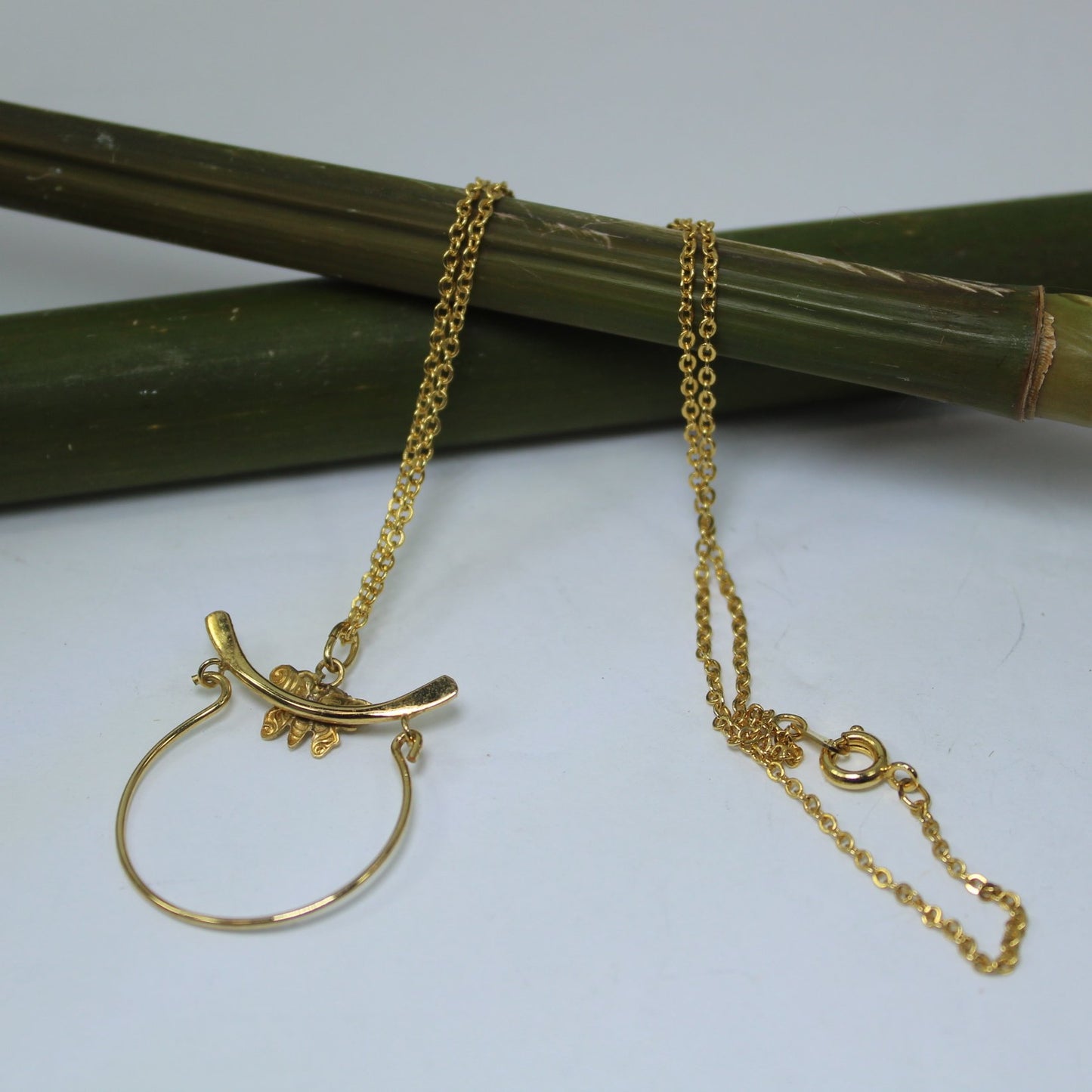 ZZ Designer Mark Butterfly Necklace 14K GF Pendant Oriental Design reverse view