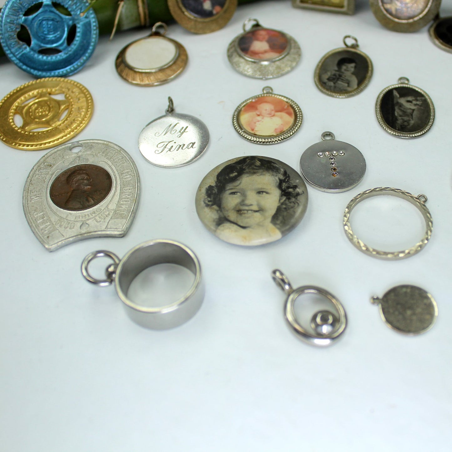 Collection 24 Jewelry Frames Misc Metal DIY Jewelry Collage Repurpose closeup