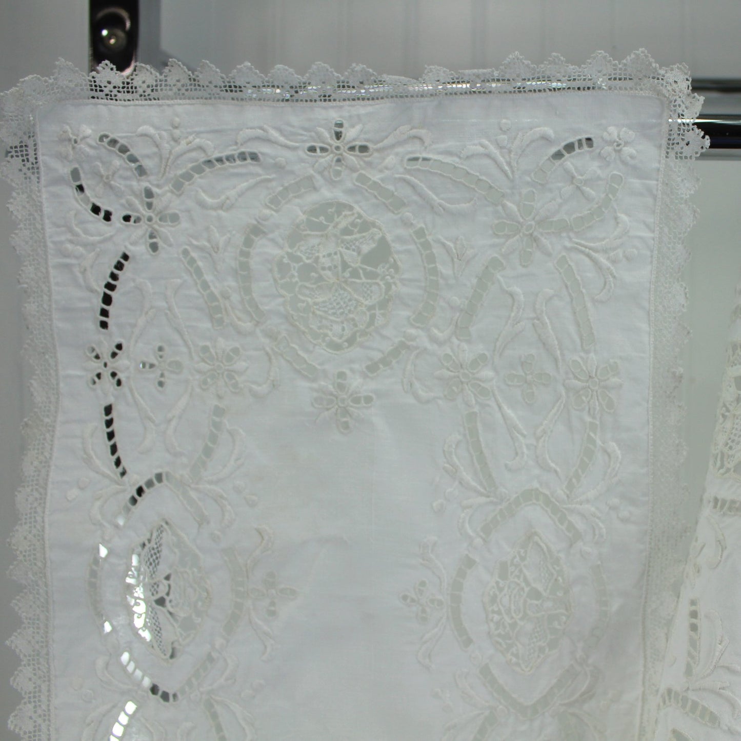 Hand Made Vintage Place Mats Collection 5 Open Work Embroidery Lace closeup