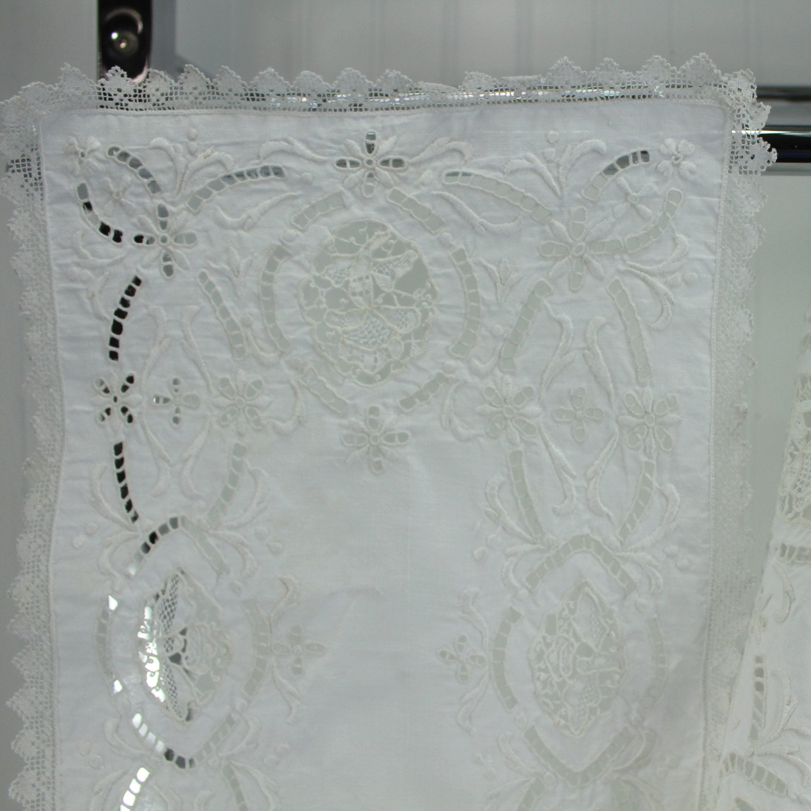 Hand Made Vintage Place Mats Collection 5 Open Work Embroidery Lace closeup