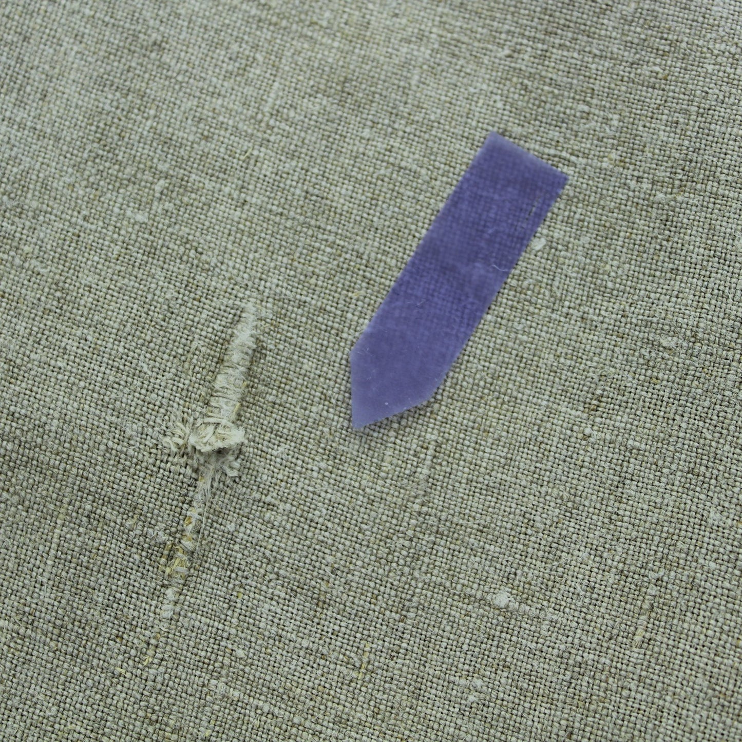 Round Antique Butterfly Tablecloth Cross Stitch Natural Linen slub flaw in linen