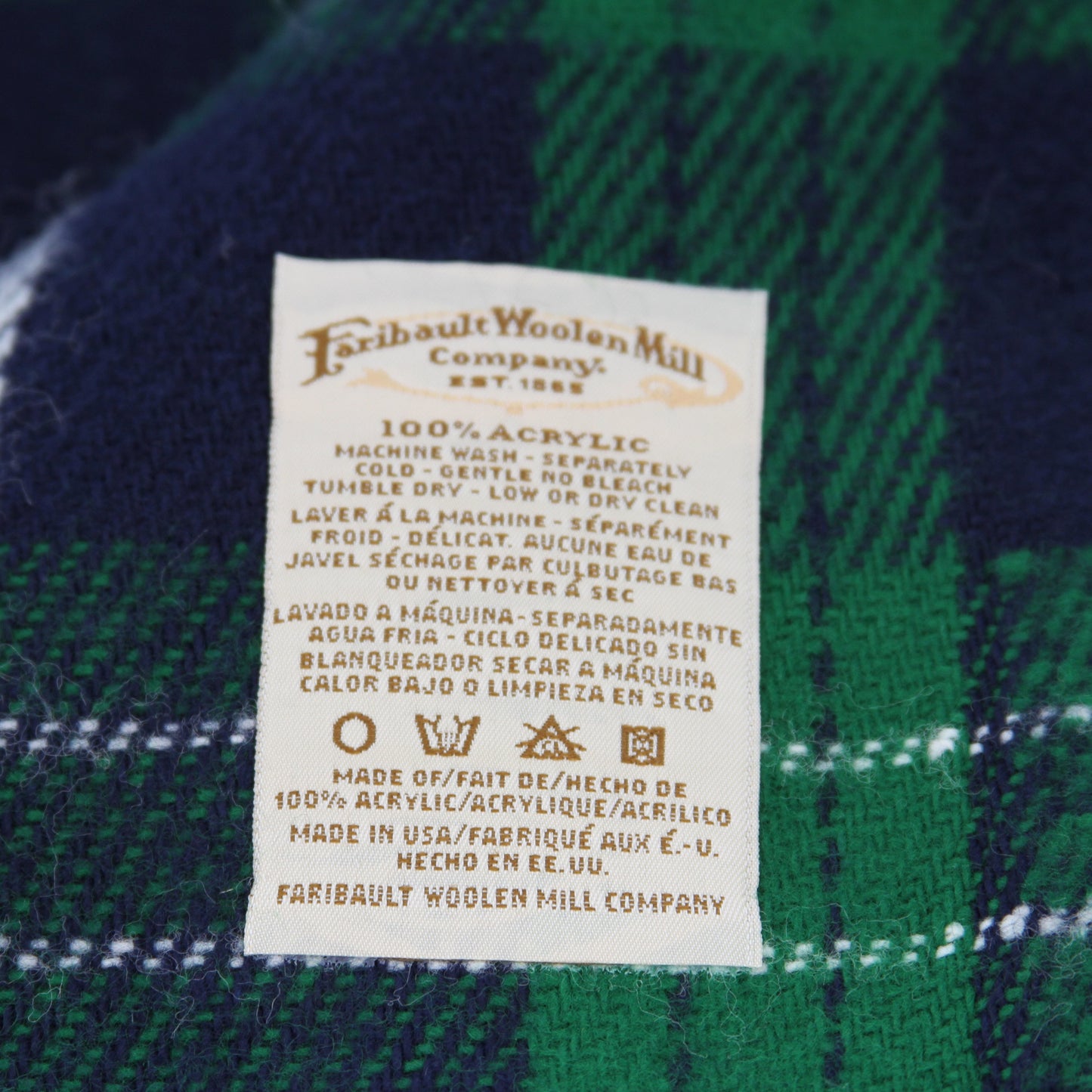Faribo throw in green blue white plaid5