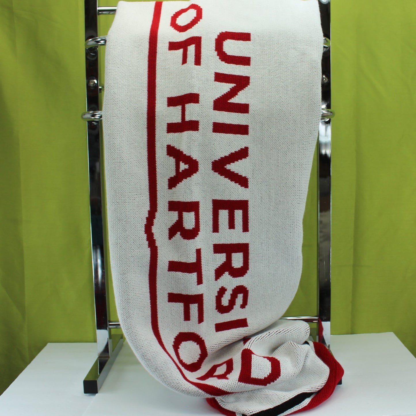 Jardine Acrylic Sweater Knit Throw Blanket University of Hartford 48" X 61" Heavy Wt length view of throw