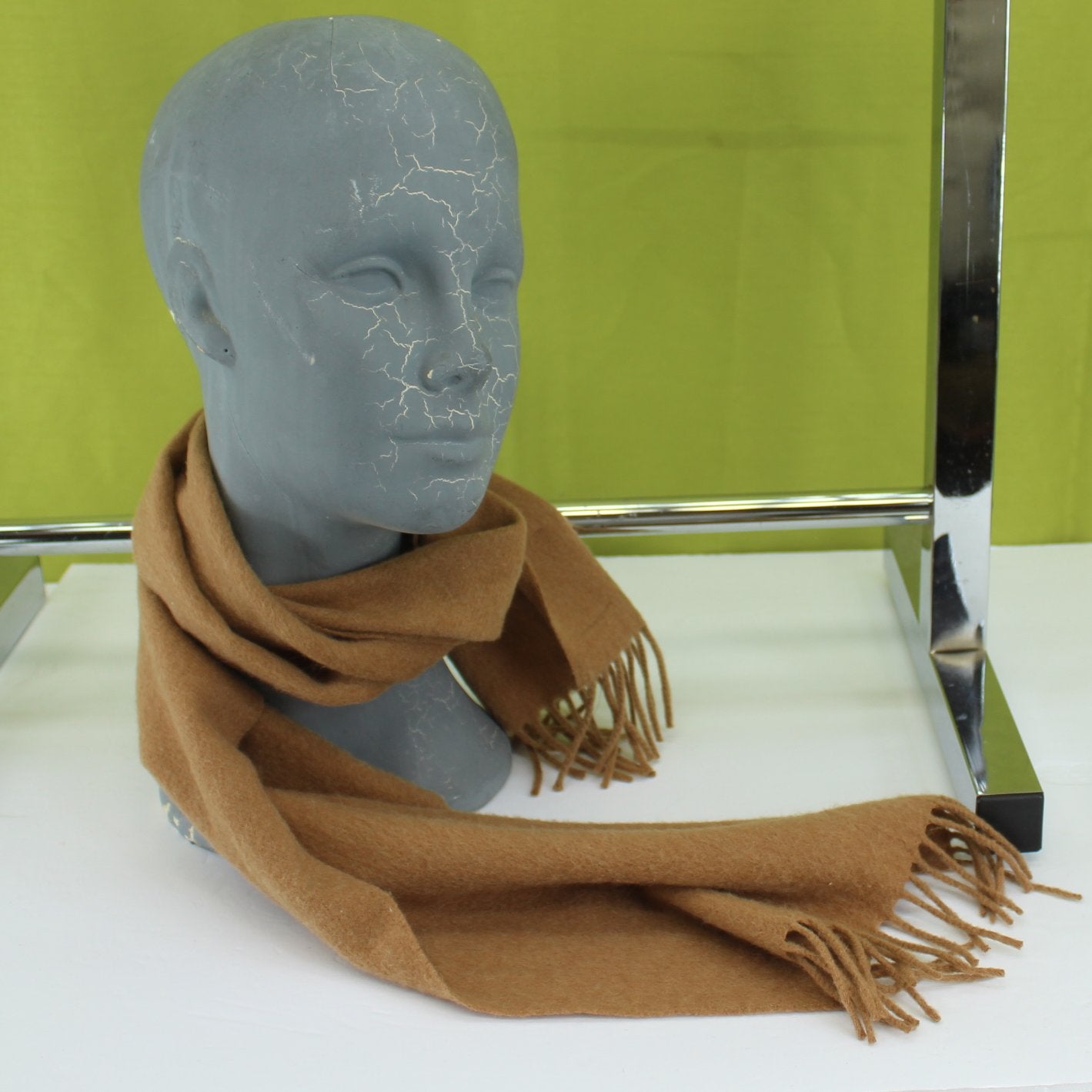 Soft Lush Neck Scarf 100% Cashmere Camel Color 46" X 11" W Germany nice size coat or suit