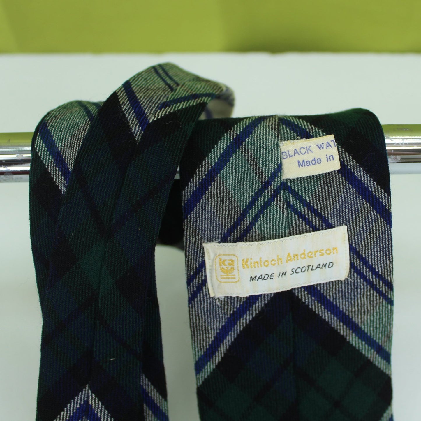 Kinloch Anderson Scotland Vintage Necktie Black Watch Wool 56" X 3 1/4" original tags