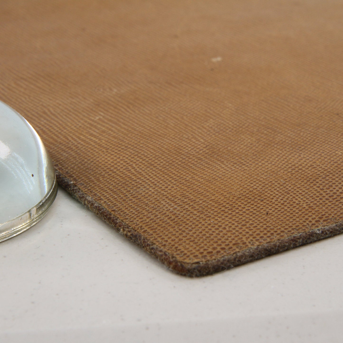 Vintage Reversible Pebbled Brown Leather Deskpad edge 3