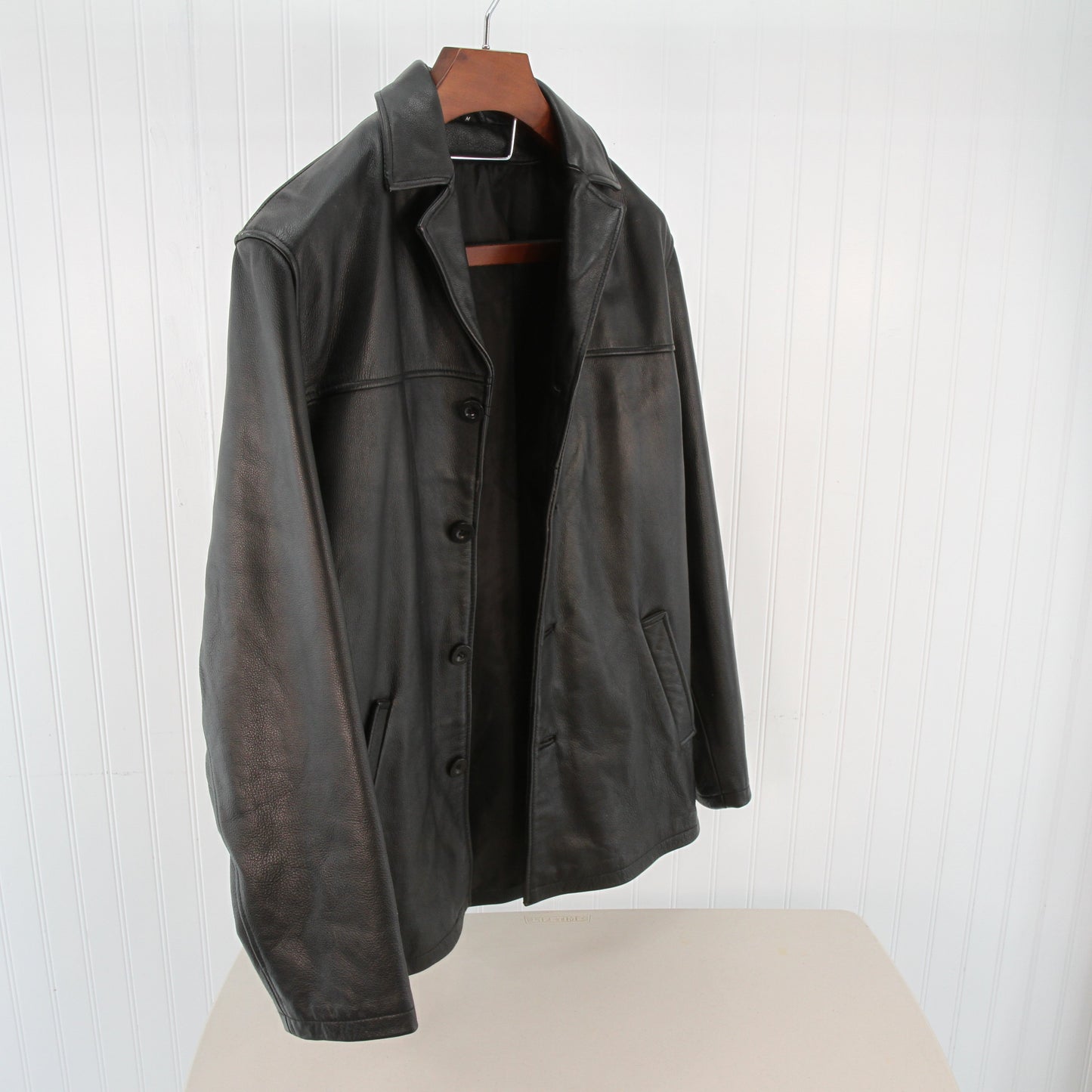 Sergio Benini Mens Black Leather Jacket Medium 2