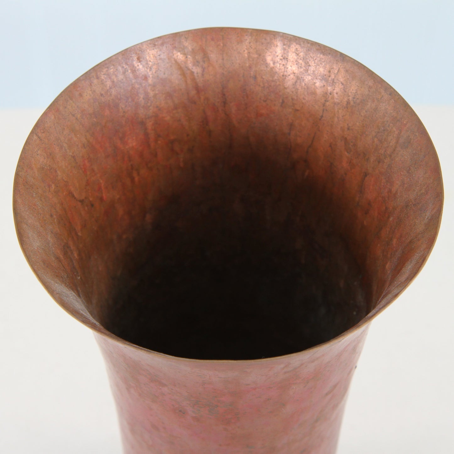 Santa Clara del Cobre signed JCLR hammered copper vase top view2