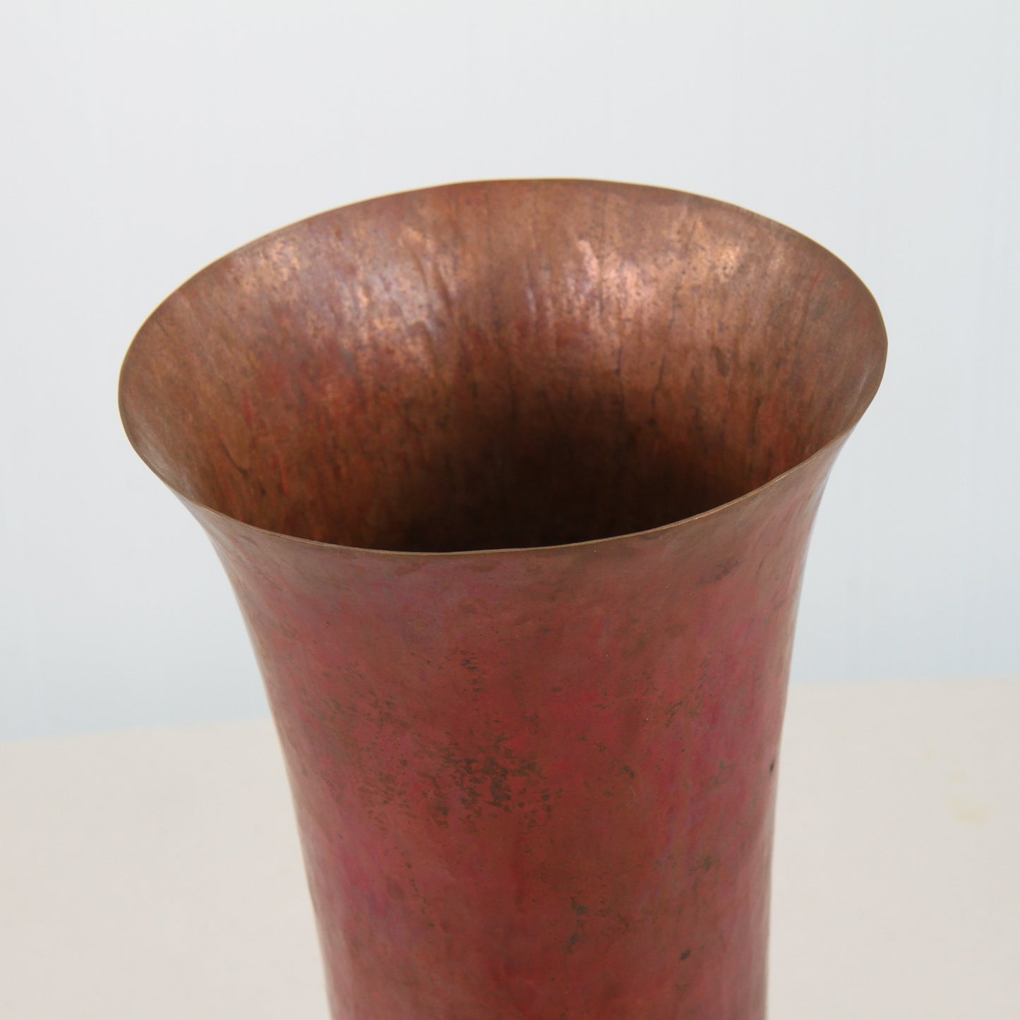 Santa Clara del Cobre signed JCLR hammered copper vase top view1
