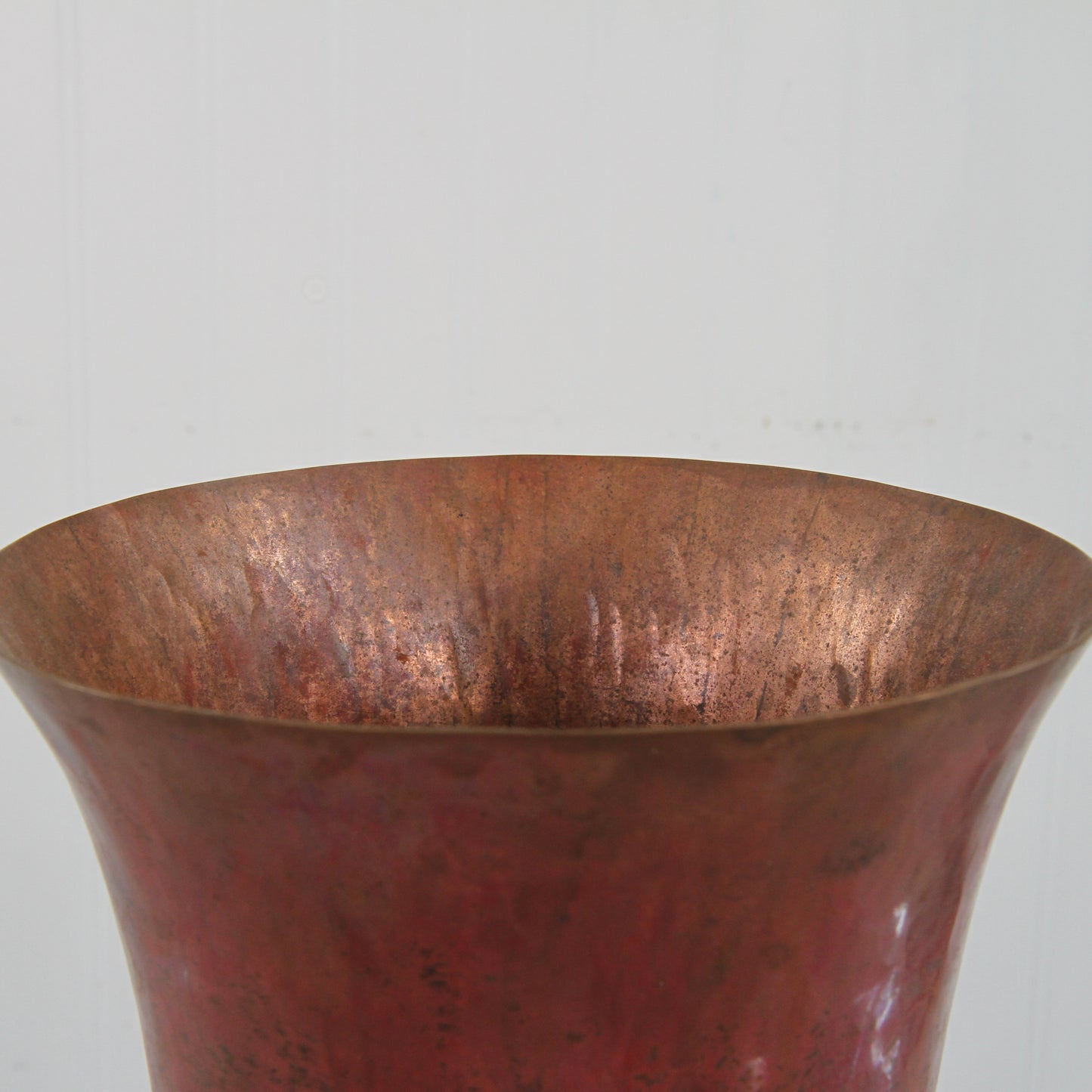 Santa Clara del Cobre signed JCLR hammered copper vase top view2