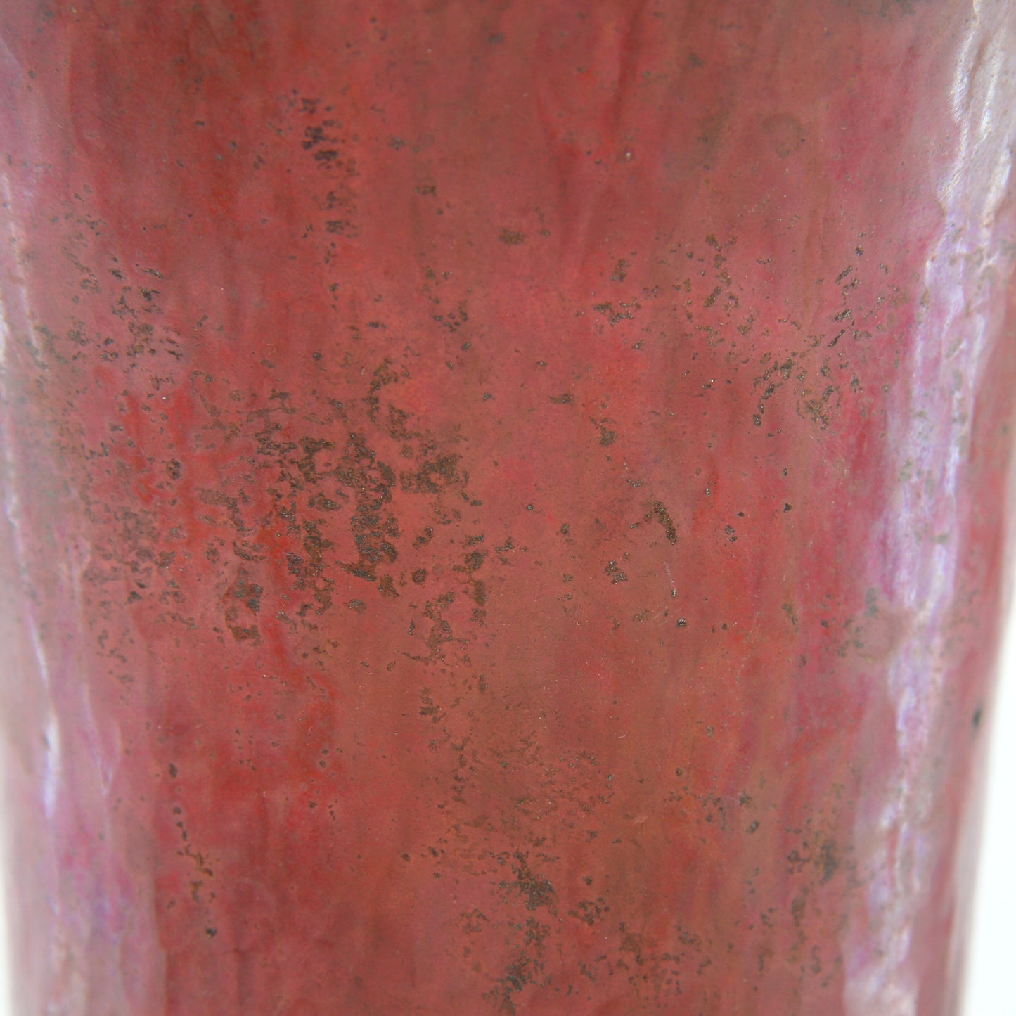 Santa Clara del Cobre signed JCLR hammered copper vase patina view1