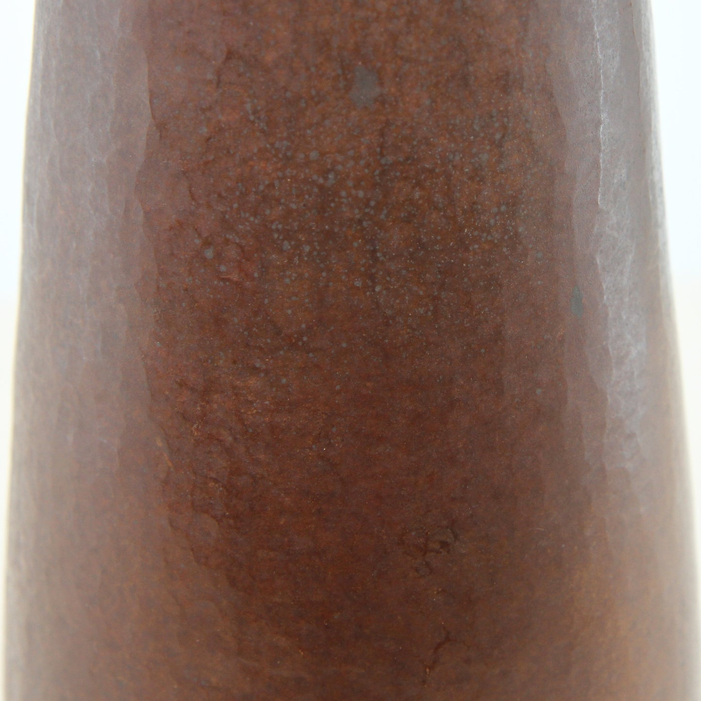 Santa Clara del Cobre signed JCLR hammered copper vase patina view