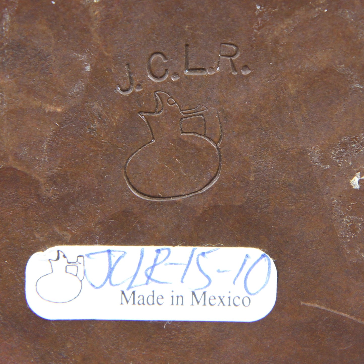 Santa Clara del Cobre JCLR signed copper vase stamp view