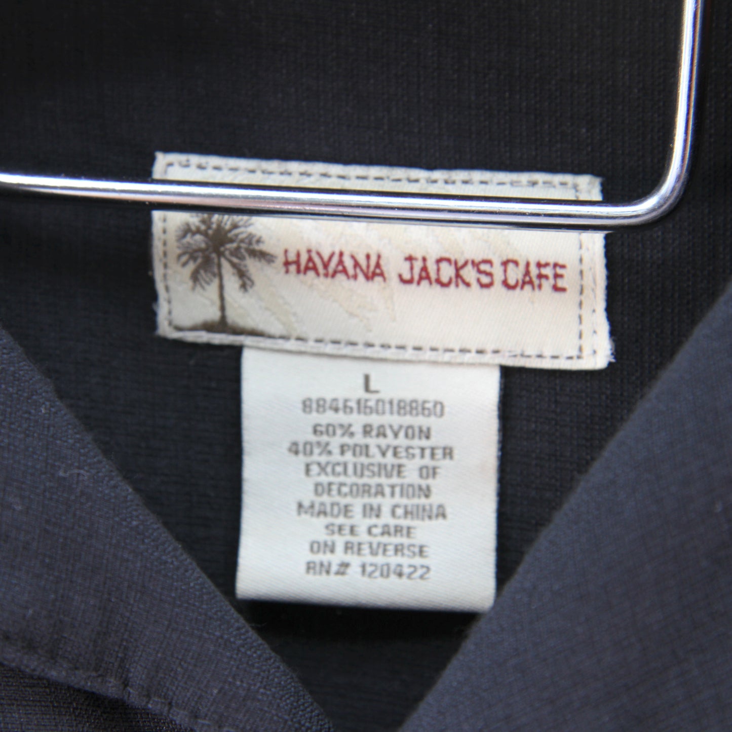 Havana Jack Cafe Black Hawaiian Cuban Shirt label tag