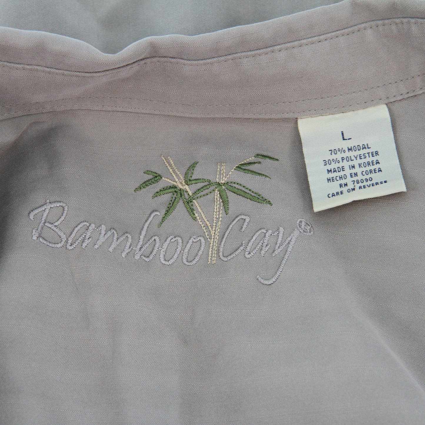 Bamboo Cay Mens Hawaiian Cuban Embroidered Shirt label