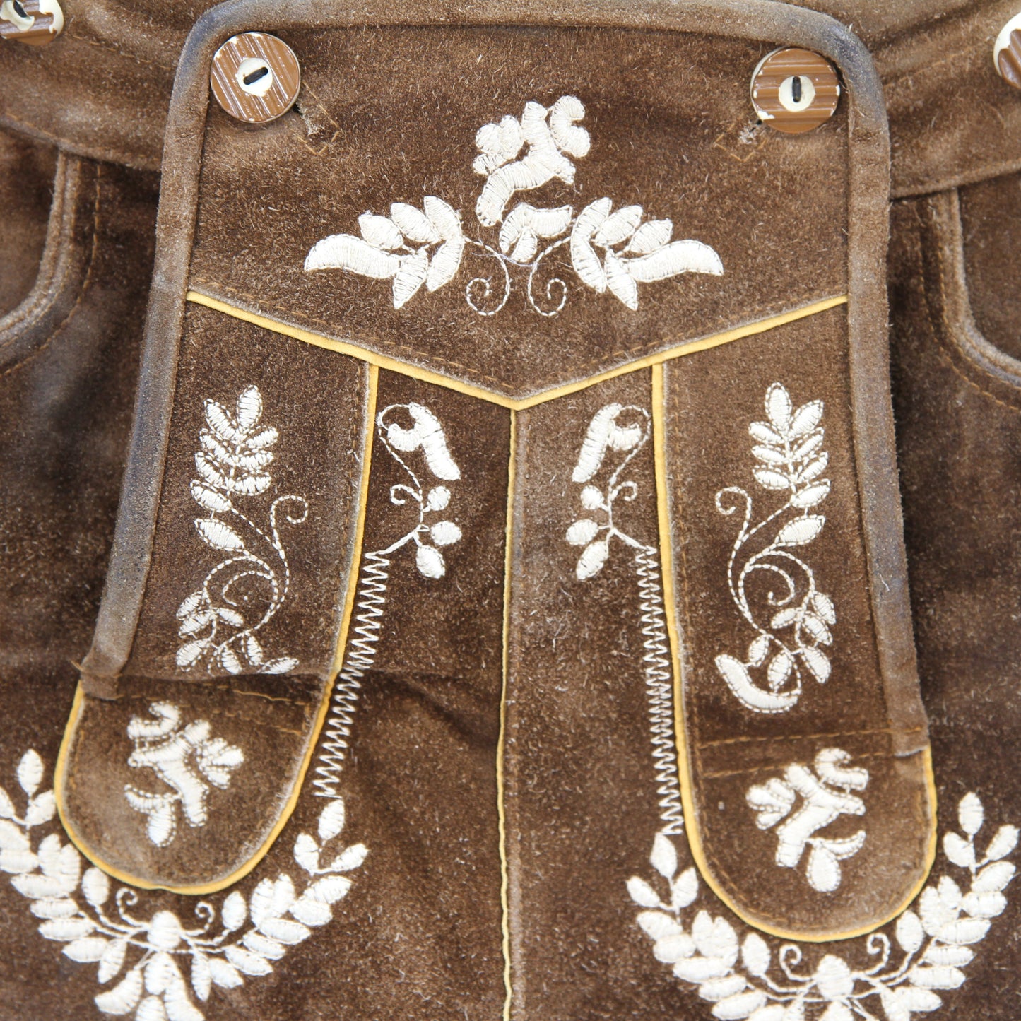 Bavarianland Brown Suede Leather Lederhosen 34" No Suspenders front flap
