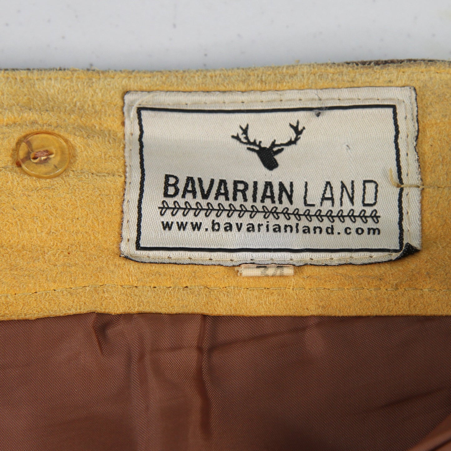 Bavarianland Brown Suede Leather Lederhosen 34" No Suspenders tag