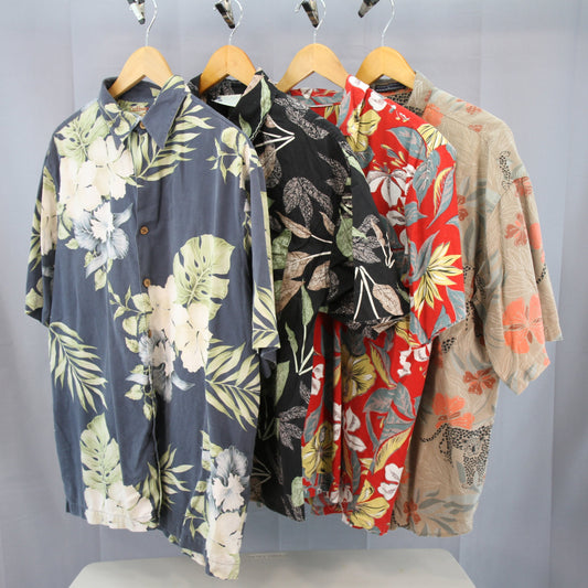 Four Hawaiian Shirts Bundle Florals Various Makers front