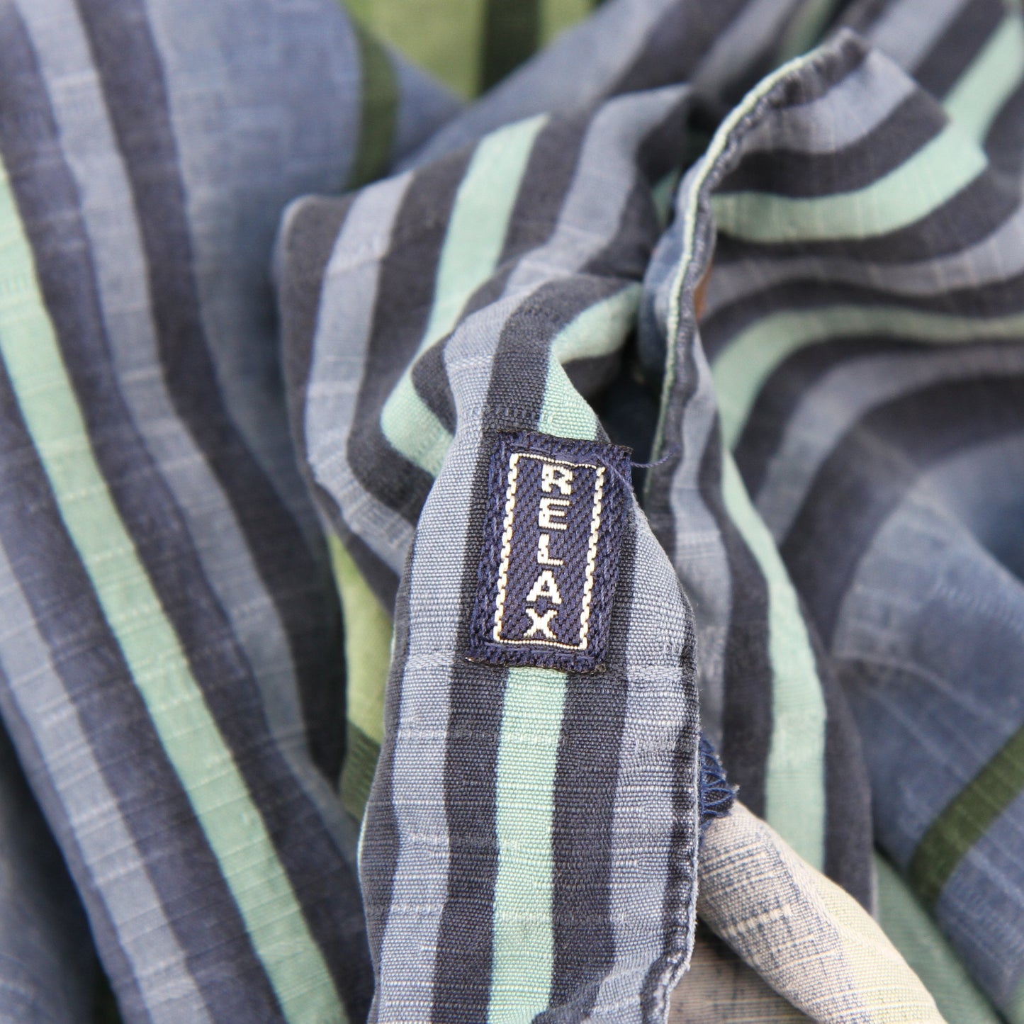 Tommy Bahama Blue Green Striped Hawaiian Shirt front relax