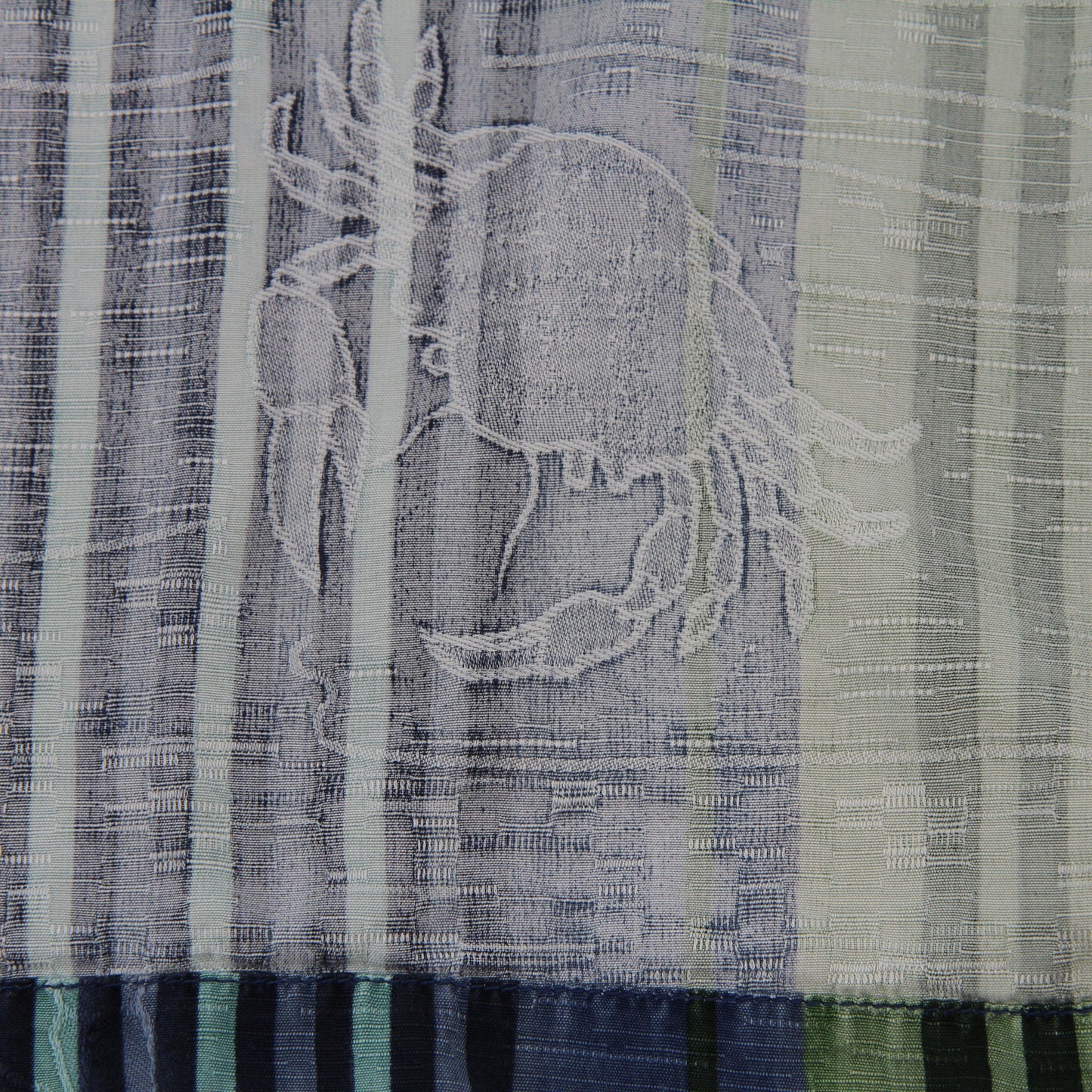Tommy Bahama Blue Green Striped Hawaiian Shirt embossed crab