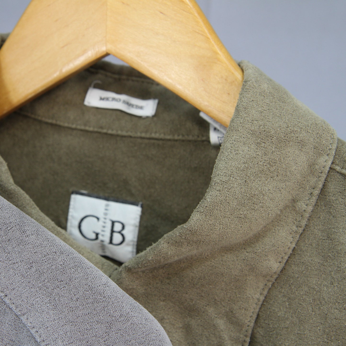 Pair Geoffrey Beene micro suede long sleeve mens shirt collar