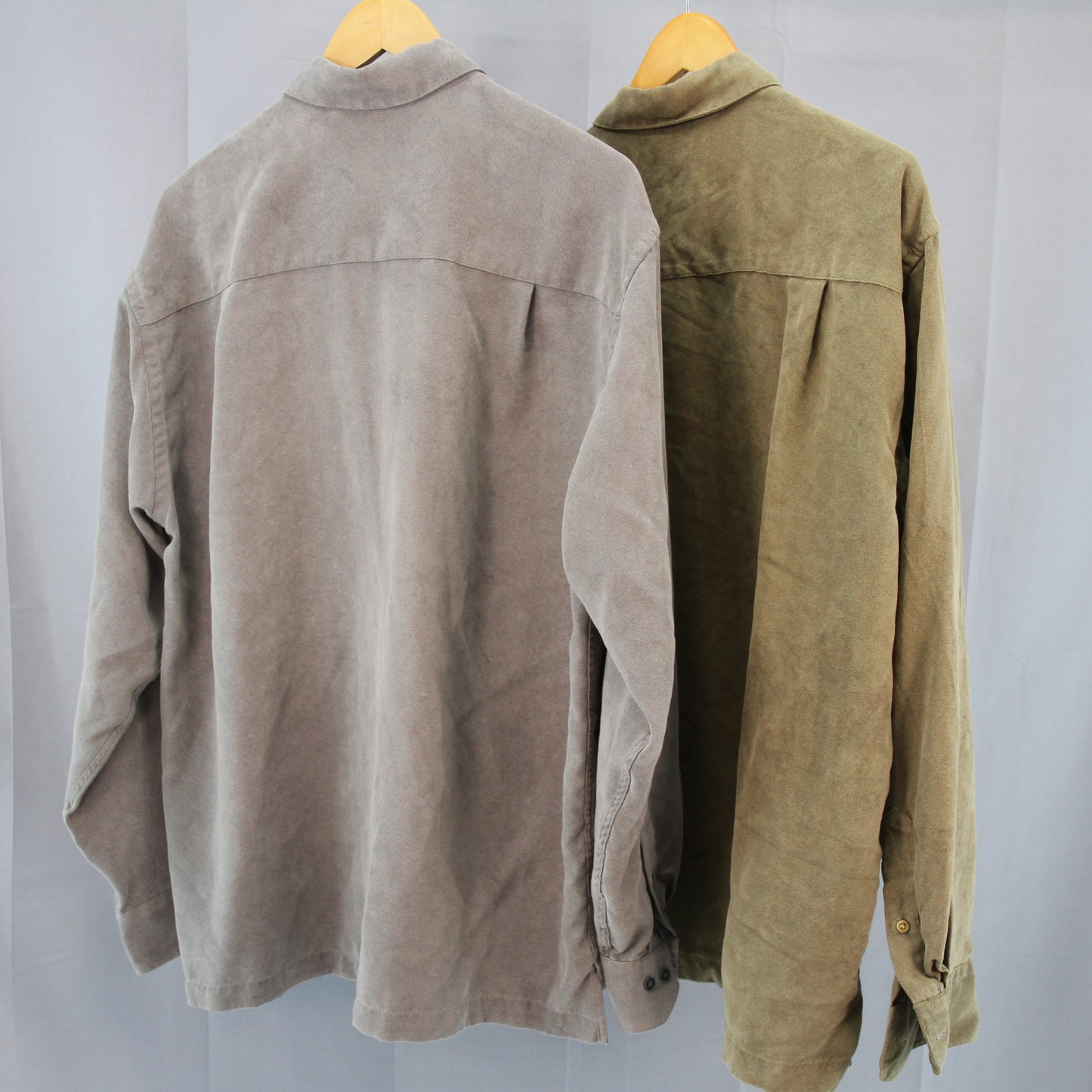 Pair Geoffrey Beene micro suede long sleeve mens shirts back view
