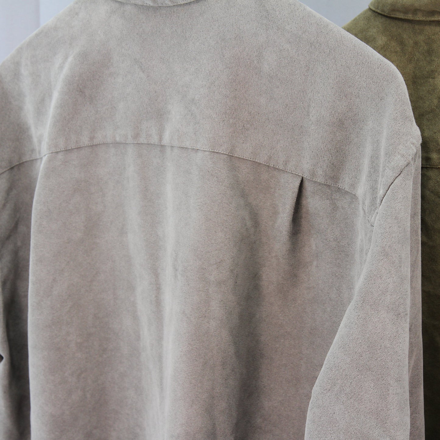 Pair Geoffrey Beene micro suede long sleeve mens shirt back view