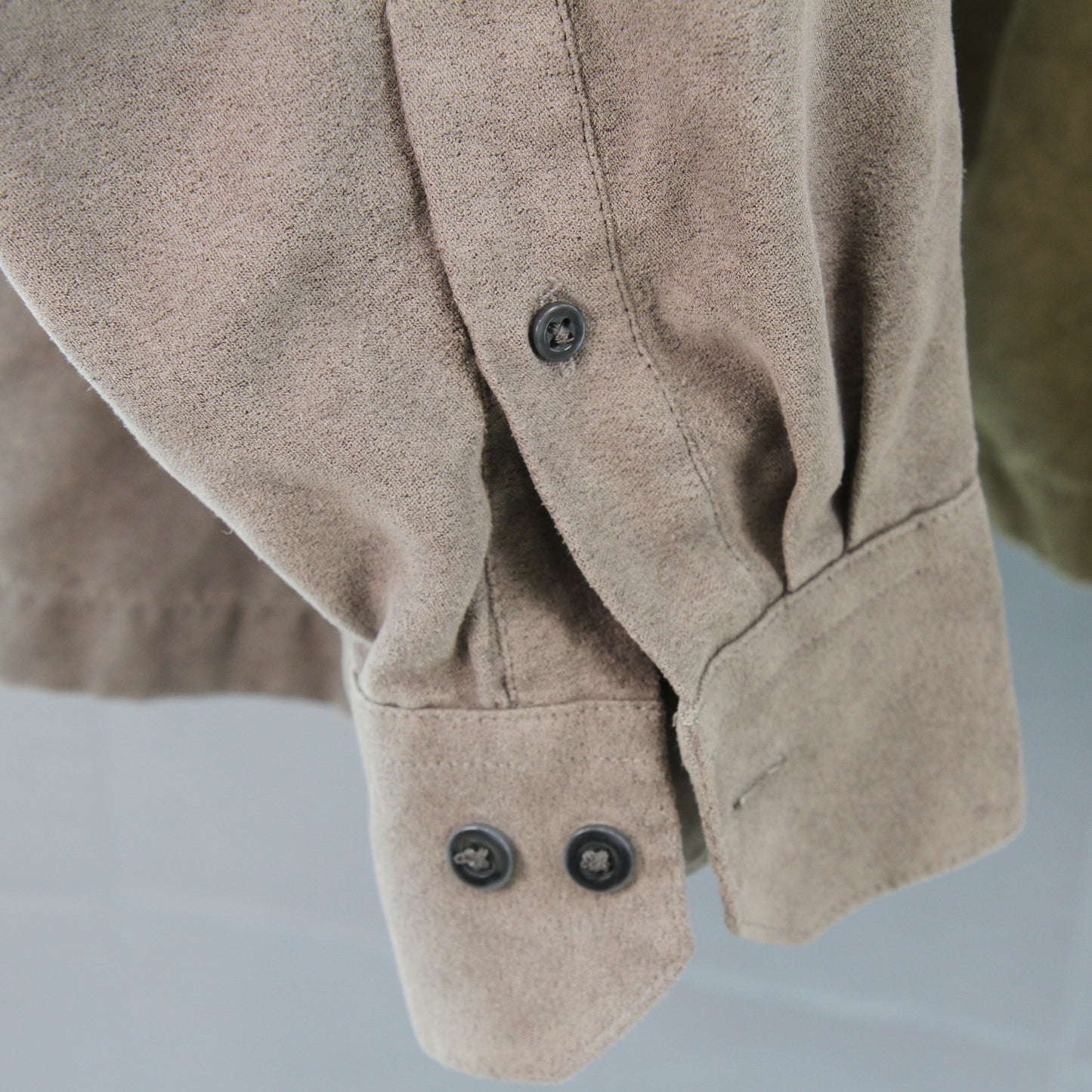 Pair Geoffrey Beene micro suede long sleeve mens shirt sleeve detail