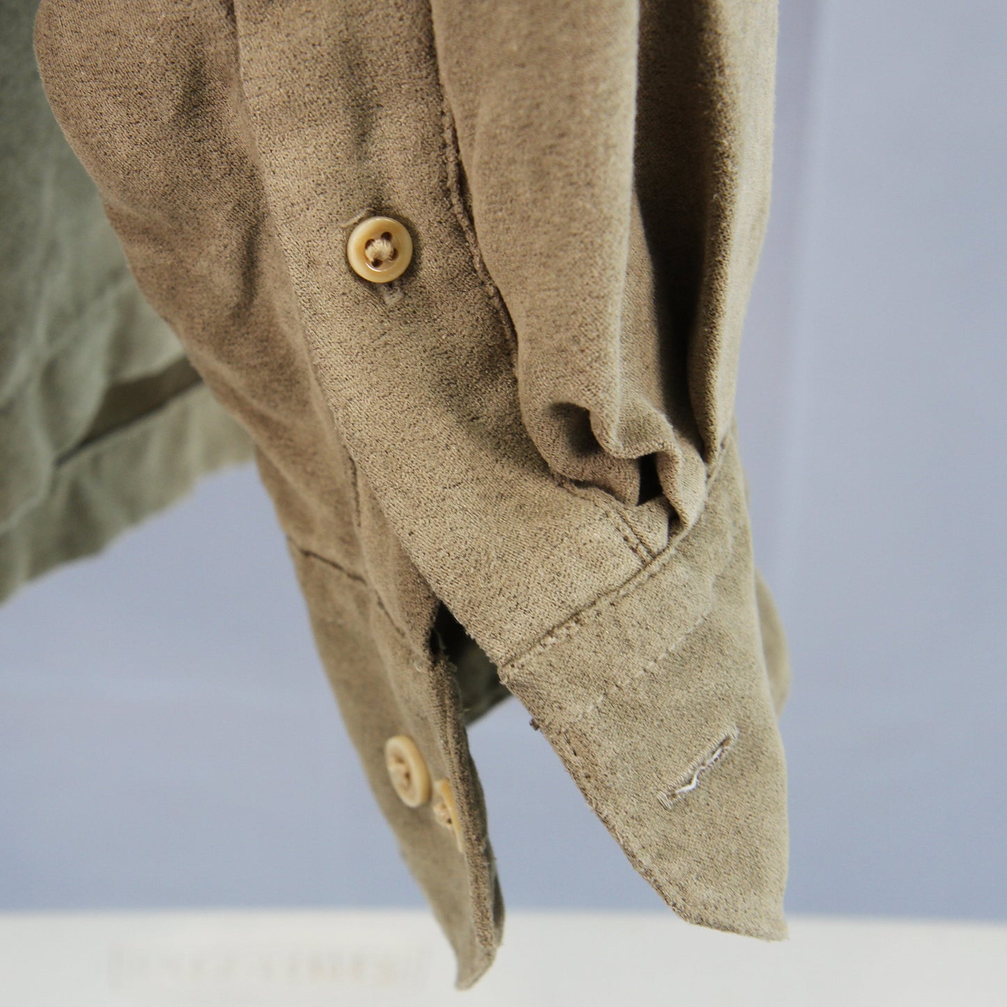 Pair Geoffrey Beene micro suede long sleeve mens shirt sleeve detail