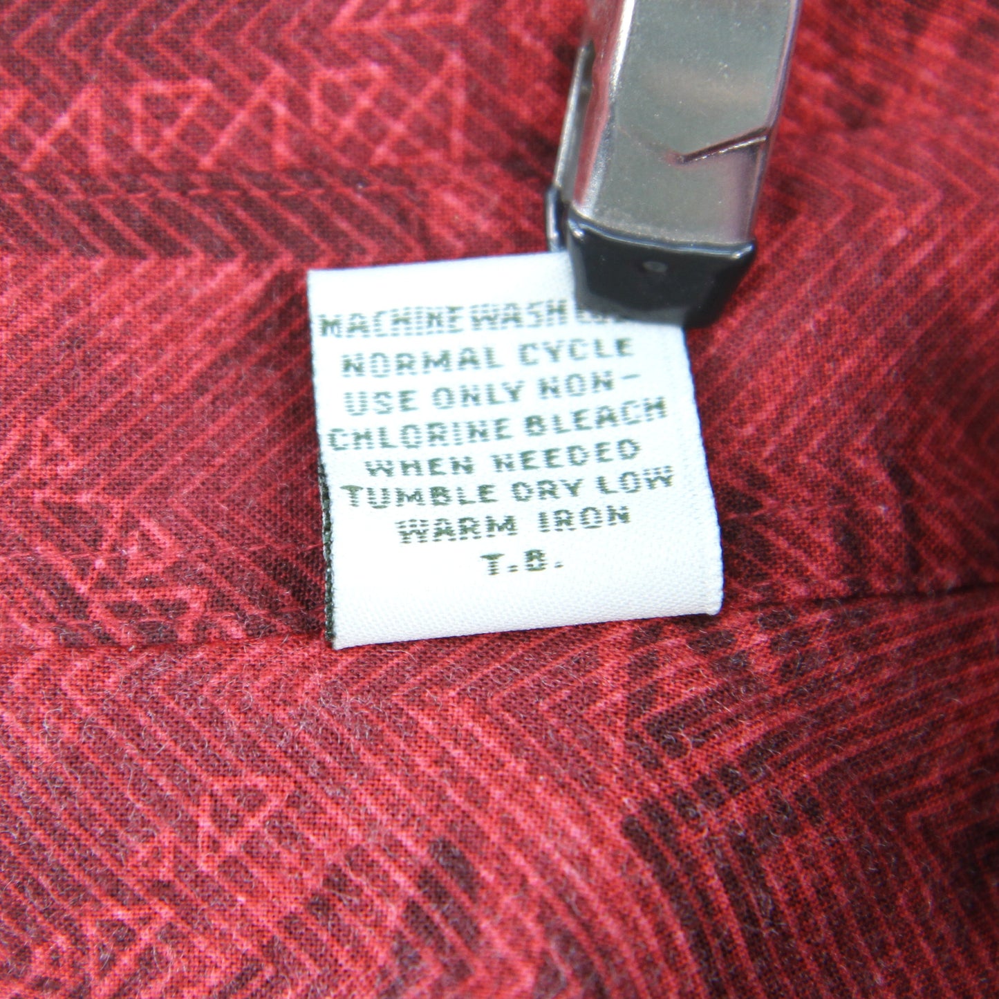 Batik Bay Red Hawaiian shirt care tag view