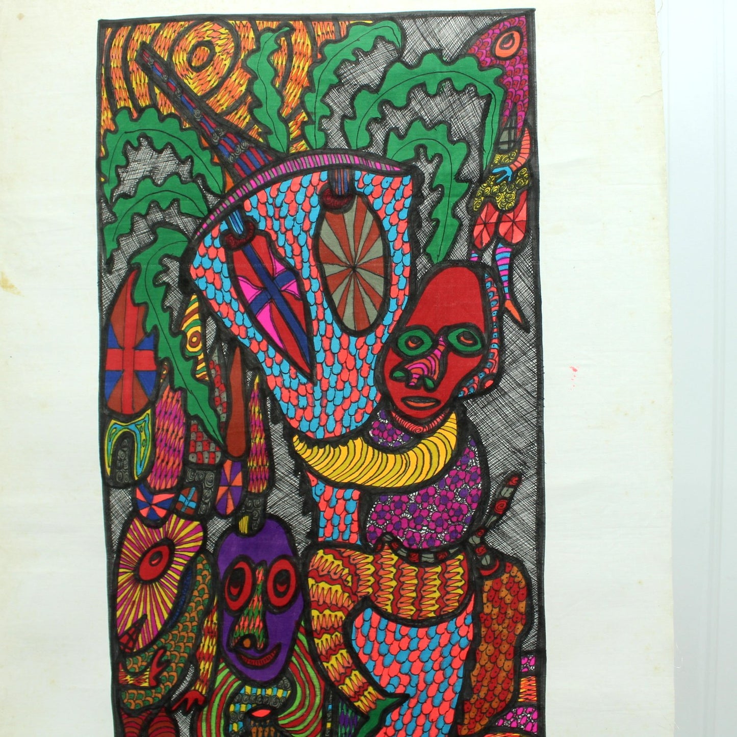 Chief Z K Oloruntoba Nigeria Painter Original Signed 1970s Vtg "Palmwine Drunkard"