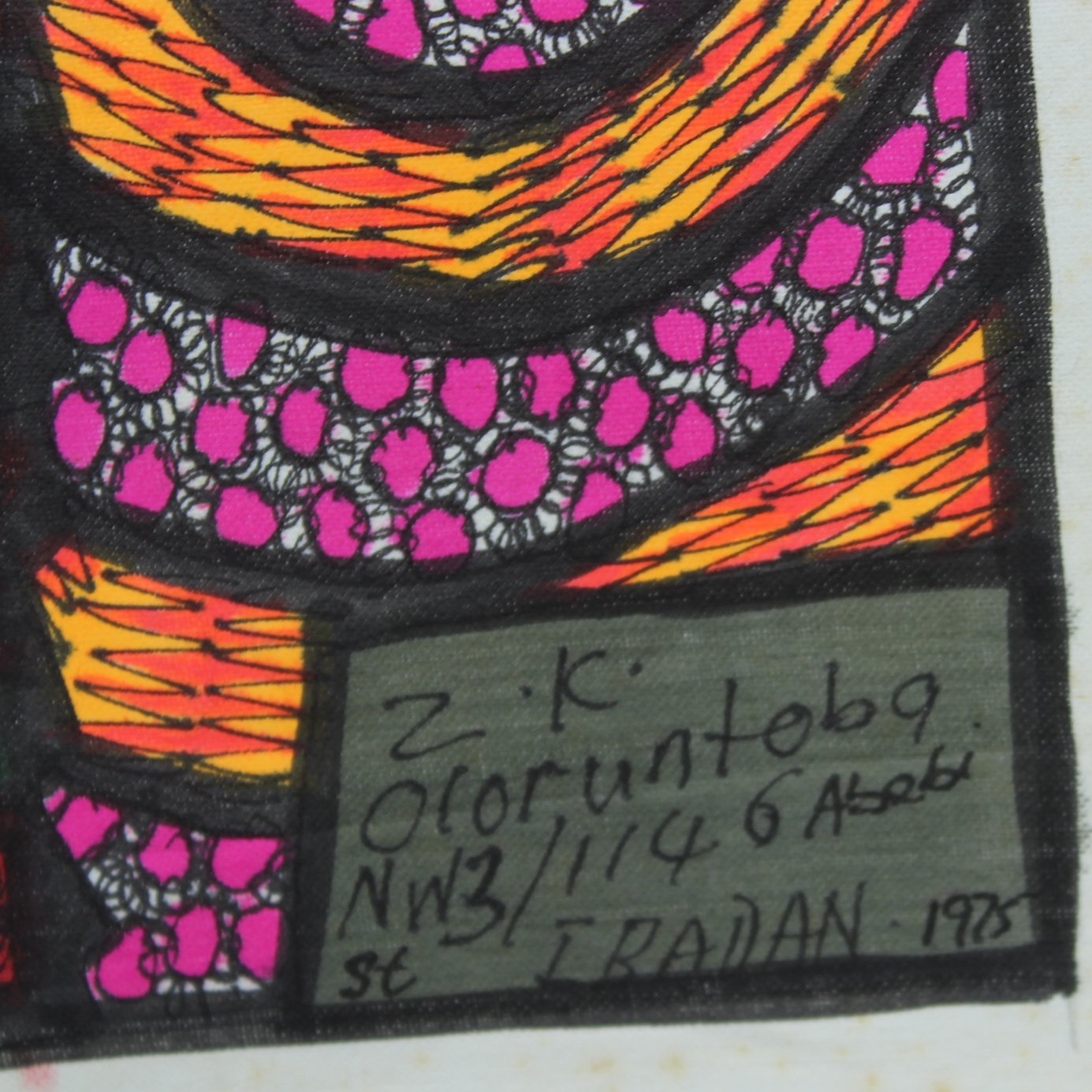 Chief Z K Oloruntoba Nigeria Painter Original Signed 1970s Vtg "Palmwine Drunkard" signatue date