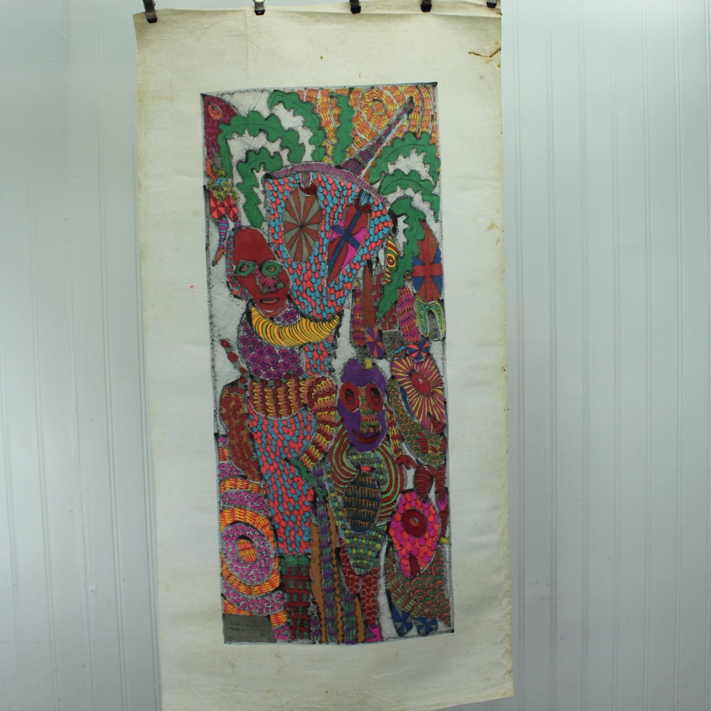 Chief Z K Oloruntoba Nigeria Painter Original Signed 1970s Vtg "Palmwine Drunkard" reverse