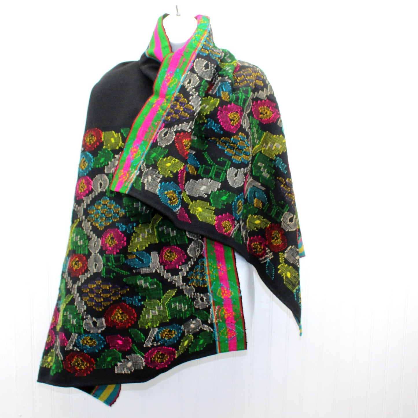 beautiful needlework from ukraine vintage use as shawl has lots of warmth or decor