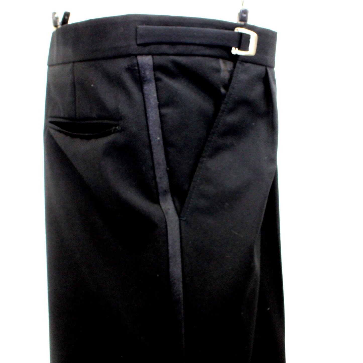 Perry Ellis Evening Suit Formal Men's Black Wool 3 Piece Satin Lapel Trim Print Vest 44R