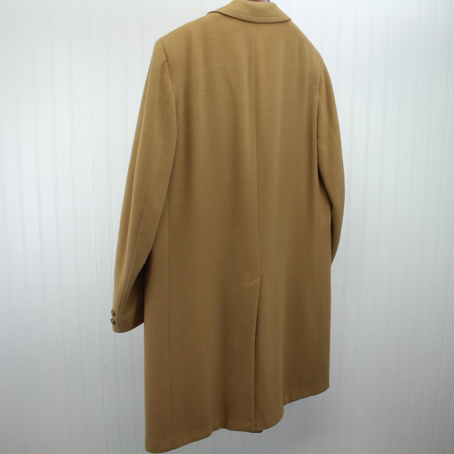 Dhalishan Camel Coat Men's 100% Cashmere Classic Hand Detail Vintage Excellent back view
