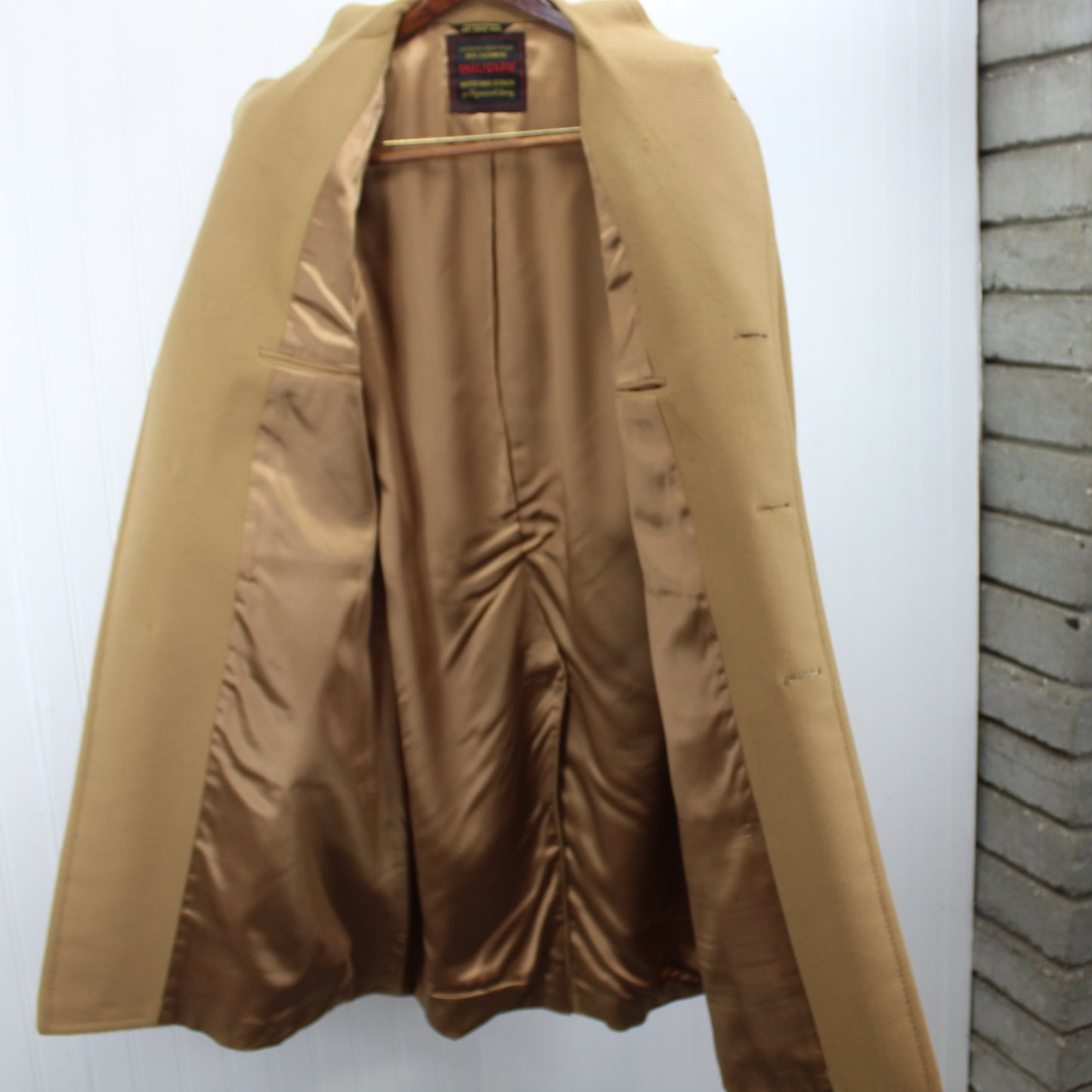 Dhalishan Camel Coat Men's 100% Cashmere Classic Hand Detail Vintage Excellent lining view
