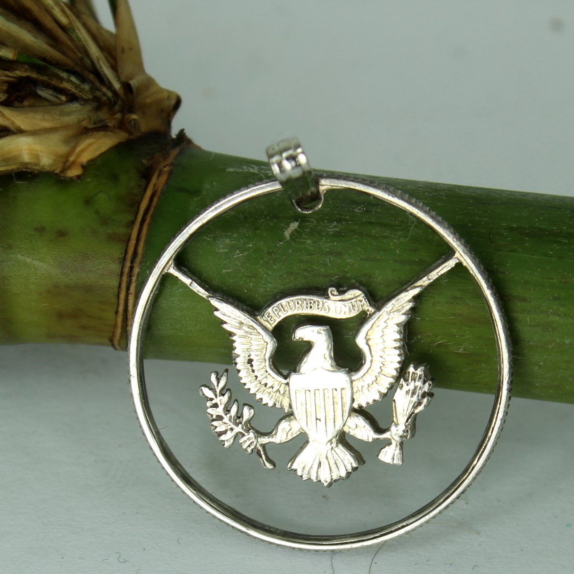 John Kennedy Silver Half Dollar Coin 1960s Pendant Earrings Set Estate close pendant